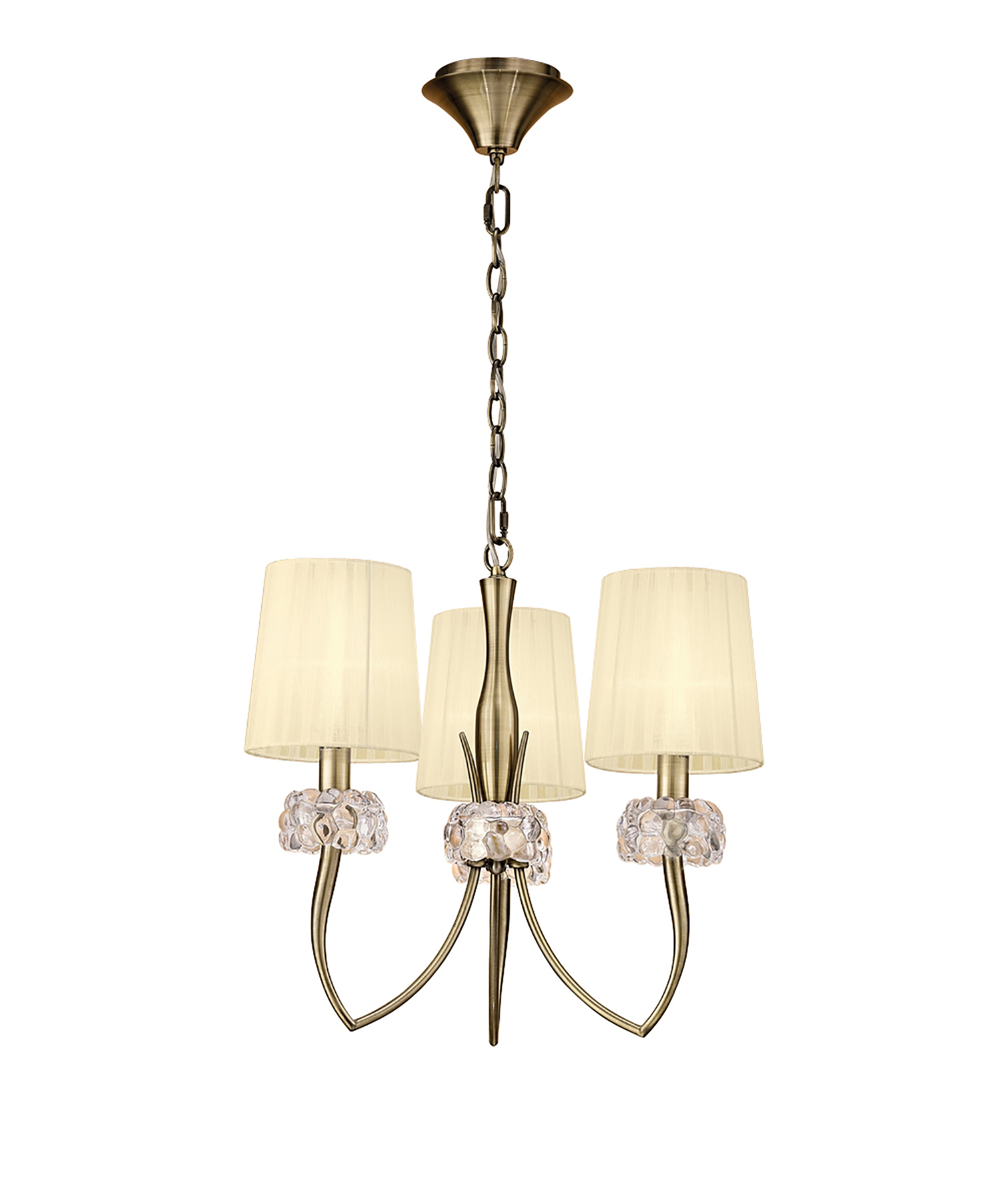 Loewe Antique Brass-Cream Ceiling Lights Mantra Multi Arm Fittings